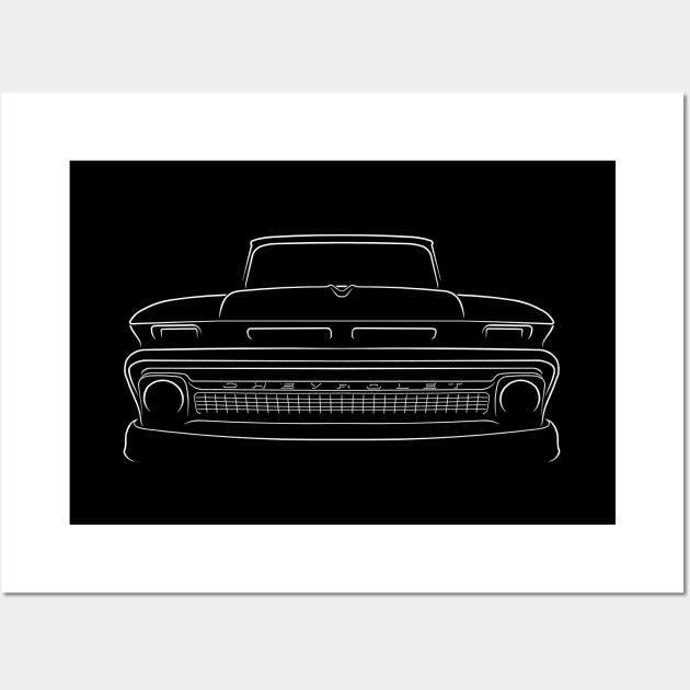 1965 Chevy C-10 Pickup - front stencil, white Wall Art by mal_photography